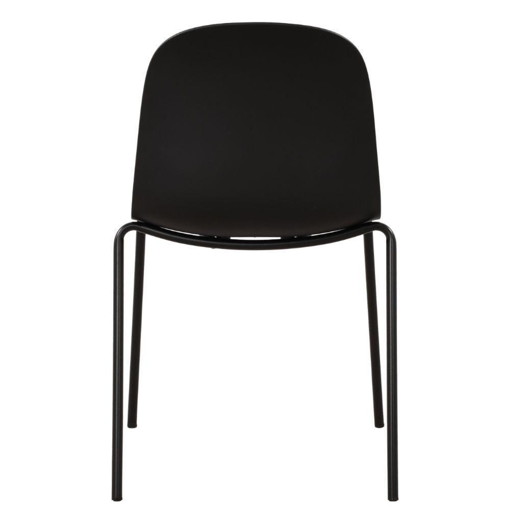 Kit 4 Cadeiras Bilbao Fratini Encosto Polipropileno Preto Assento Almofada Cinza Base Aço Preto - 5