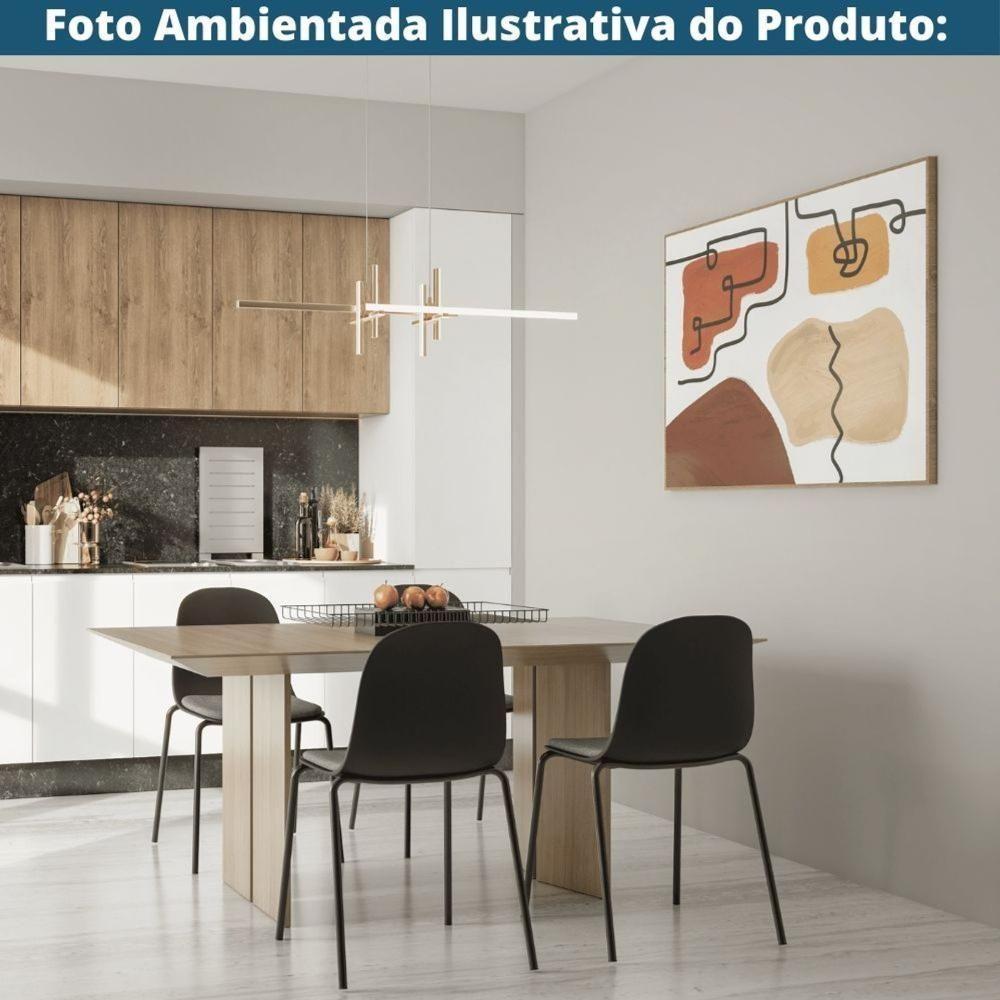 Kit 4 Cadeiras Bilbao Fratini Encosto Polipropileno Preto Assento Almofada Cinza Base Aço Preto - 7