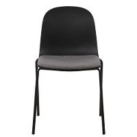 Kit 4 Cadeiras Bilbao Fratini Encosto Polipropileno Preto Assento Almofada Cinza Base Aço Preto