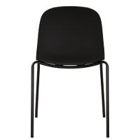 Kit 4 Cadeiras Bilbao Fratini Encosto Polipropileno Preto Assento Almofada Cinza Base Aço Preto - 5