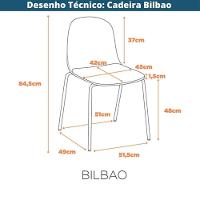 Kit 4 Cadeiras Bilbao Fratini Encosto Polipropileno Preto Assento Almofada Cinza Base Aço Preto - 10