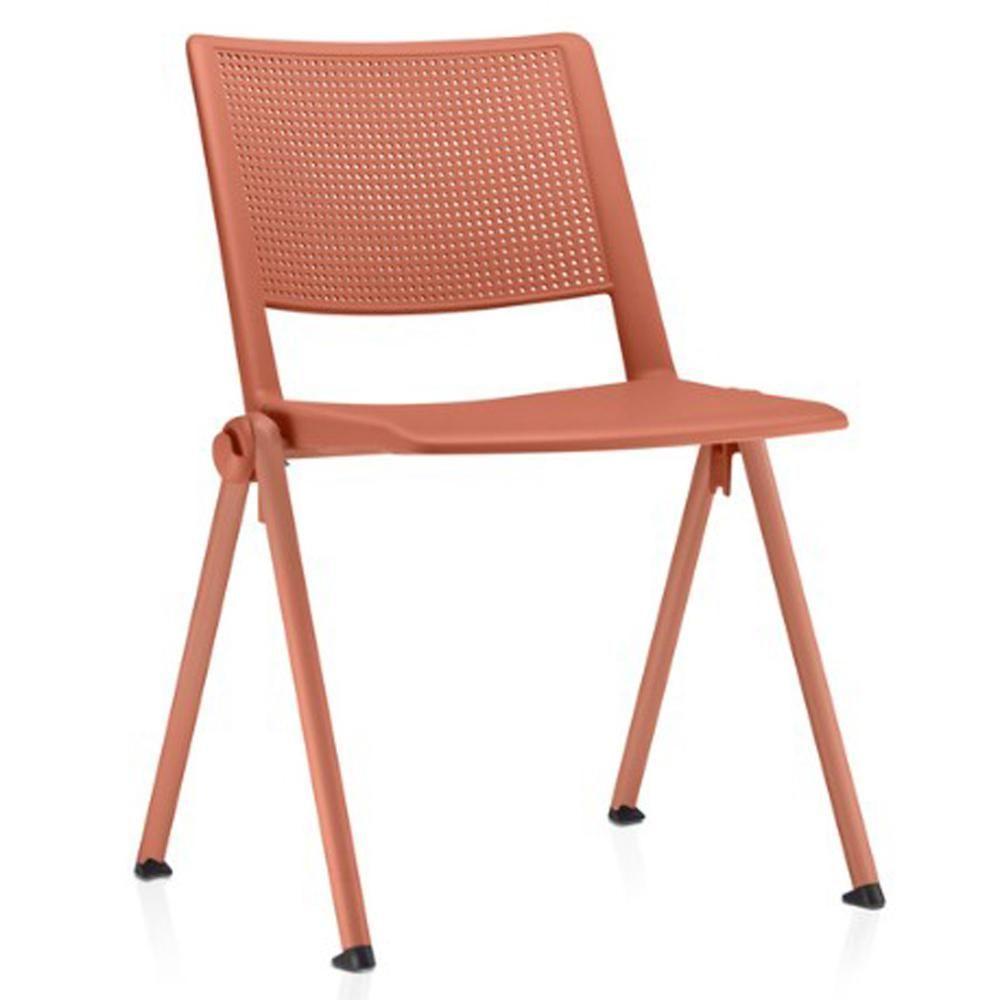 Kit 06 Cadeiras Empilhável Fixa Lift F02 Base Aço Laranja - Lyam Decor - 2