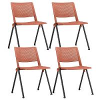 Kit 04 Cadeiras Empilhável Fixa Lift F02 Base Aço Preto Laranja - Lyam Decor - 1