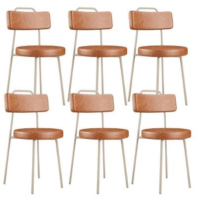 Kit 06 Cadeiras Decorativas Estofada Sala Jantar Barcelona Arena L02 Couríssimo Camel - Lyam