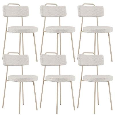 Kit 06 Cadeiras Decorativas Estofada Sala Jantar Barcelona Arena L02 Bouclê Cru - Lyam
