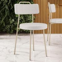 Kit 06 Cadeiras Decorativas Estofada Sala Jantar Barcelona Arena L02 Bouclê Cru - Lyam - 6