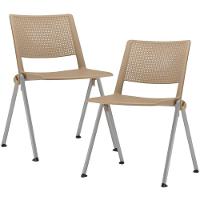Kit 02 Cadeiras Empilhável Fixa Lift F02 Base Aço Cinza Nude - Lyam Decor - 1