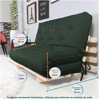 Sofa Cama Casal Futon Oriental Verde Militar Com Madeira Maciça - 6