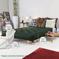 Sofa Cama Casal Futon Oriental Verde Militar Com Madeira Maciça - 7