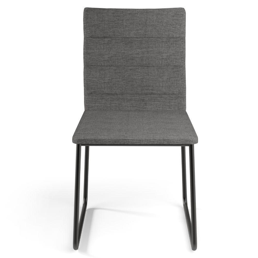 Kit 04 Cadeiras Decorativa Estofada Para Sala De Jantar Preto Maya L02 Linho Cinza Escuro - Lyam Decor - 8