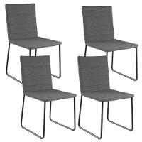 Kit 04 Cadeiras Decorativa Estofada Para Sala De Jantar Preto Maya L02 Linho Cinza Escuro - Lyam Decor - 1