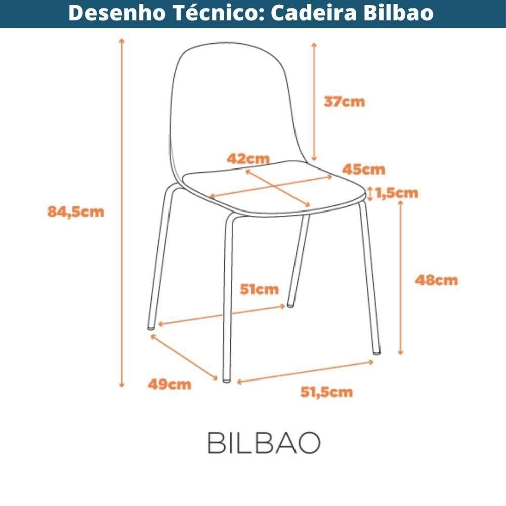 Kit 4 Cadeiras Bilbao Fratini Encosto Polipropileno Nude Assento Almofada Nude Base Aço Nude - 10