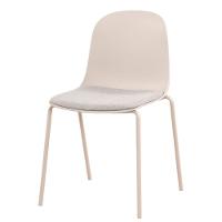 Kit 4 Cadeiras Bilbao Fratini Encosto Polipropileno Nude Assento Almofada Nude Base Aço Nude - 3