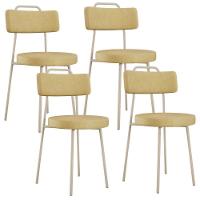 Kit 04 Cadeiras Decorativas Estofada Sala Jantar Barcelona Arena L02 Couríssimo Fendi - Lyam - 1