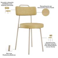 Kit 04 Cadeiras Decorativas Estofada Sala Jantar Barcelona Arena L02 Couríssimo Fendi - Lyam