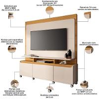 Estante Painel Para Tv 70 Pol 170cm 2 Portas Planck B01 Off White Cinamomo - Lyam Decor