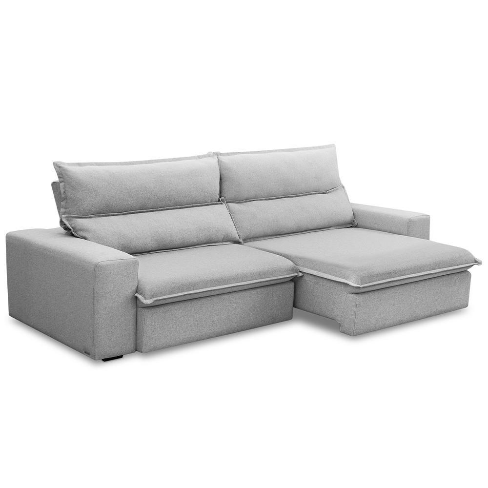 Sofá Retrátil Reclinável Para Sala 3 Lugares 230cm Senzi F04 Linho Cinza - Lyam Decor - 1