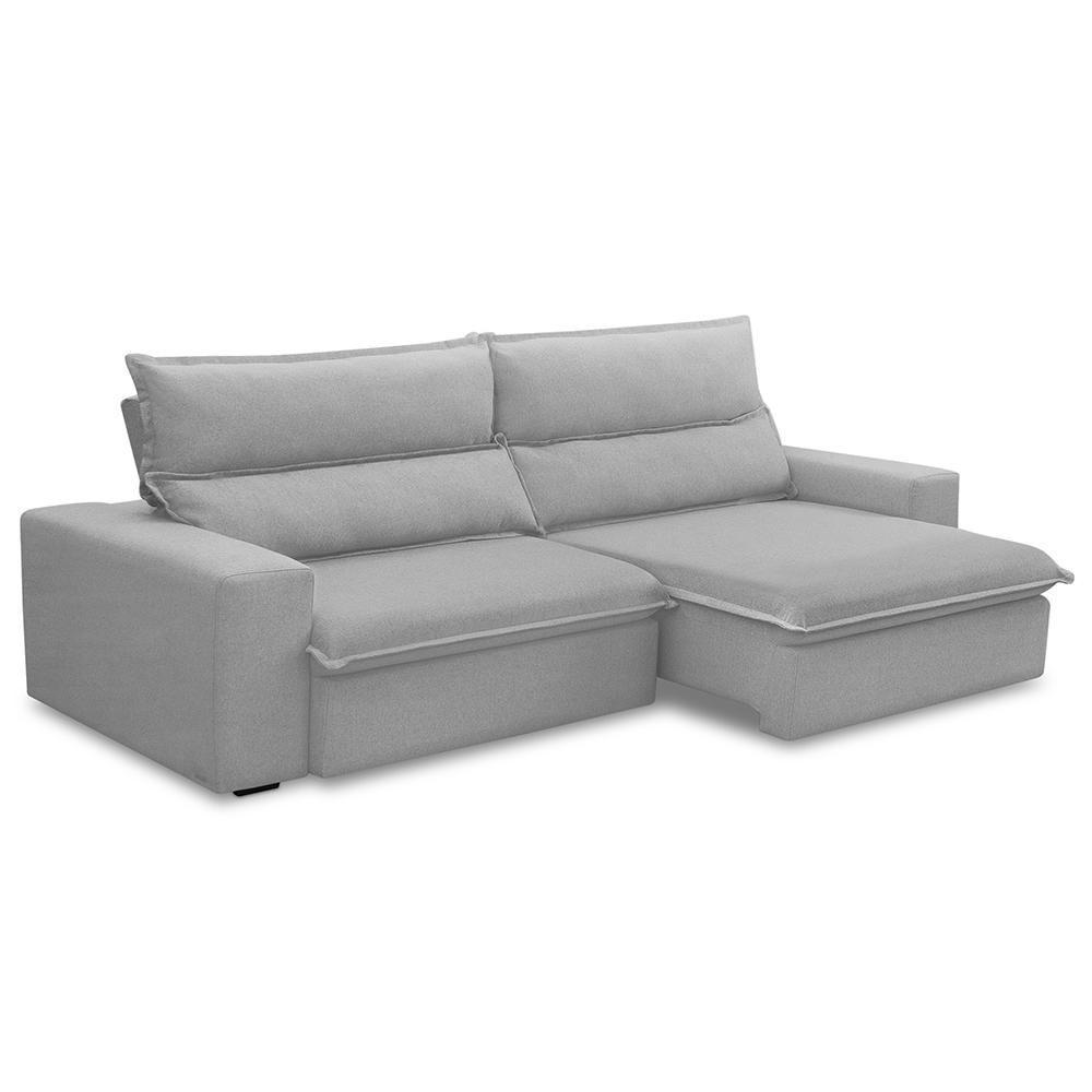 Sofá Retrátil Reclinável Para Sala 4 Lugares 280cm Senzi F04 Veludo Cinza - Lyam Decor - 1