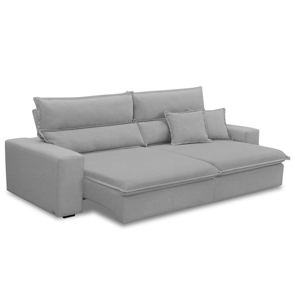 Sofá Retrátil Reclinável Para Sala 4 Lugares 280cm Senzi F04 Veludo Cinza - Lyam Decor - 2