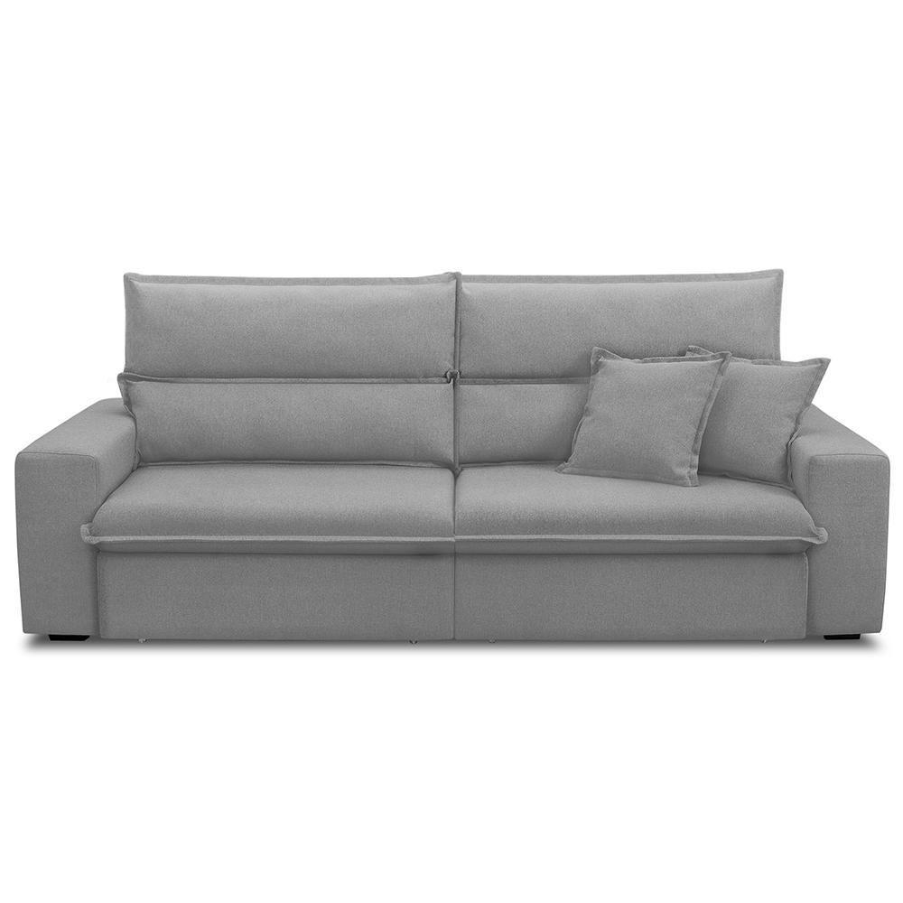 Sofá Retrátil Reclinável Para Sala 4 Lugares 280cm Senzi F04 Veludo Cinza - Lyam Decor - 3