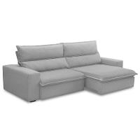 Sofá Retrátil Reclinável Para Sala 4 Lugares 280cm Senzi F04 Veludo Cinza - Lyam Decor - 1