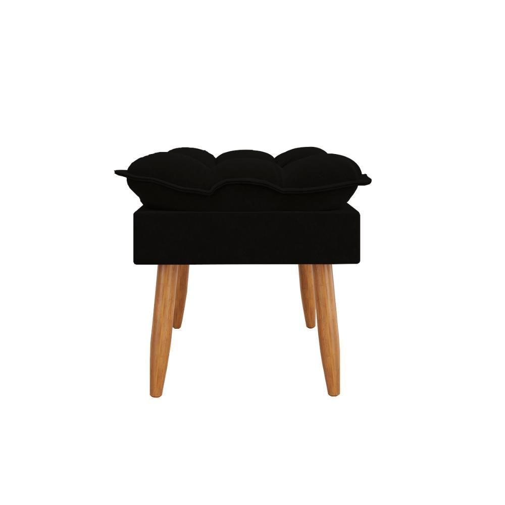 Kit 02 Poltronas + Sofá 2 Lugares Com Puff Opala Balaqui Preto - 3