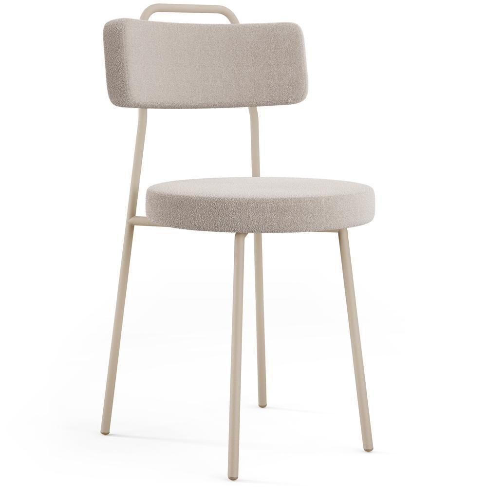 Kit 06 Cadeiras Decorativas Estofada Sala Jantar Barcelona Arena L02 Bouclê Creme - Lyam - 3