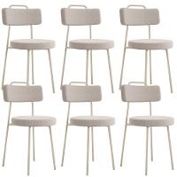 Kit 06 Cadeiras Decorativas Estofada Sala Jantar Barcelona Arena L02 Bouclê Creme - Lyam - 1