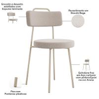 Kit 06 Cadeiras Decorativas Estofada Sala Jantar Barcelona Arena L02 Bouclê Creme - Lyam