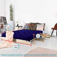 Futon Casal Tokio Sofa Cama Azul Royal Acquablock Com Madeira Maciça - 8