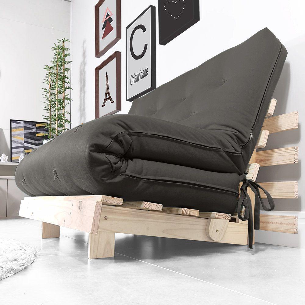 Futon Casal Tokio Sofa Cama Chumbo Acquablock Com Madeira Maciça - 7