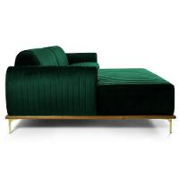 Sofá 255cm 4 Lugares Com Chaise Esquerdo Pés Gold Molino C-303 Veludo Verde Musgo - Domi - 6