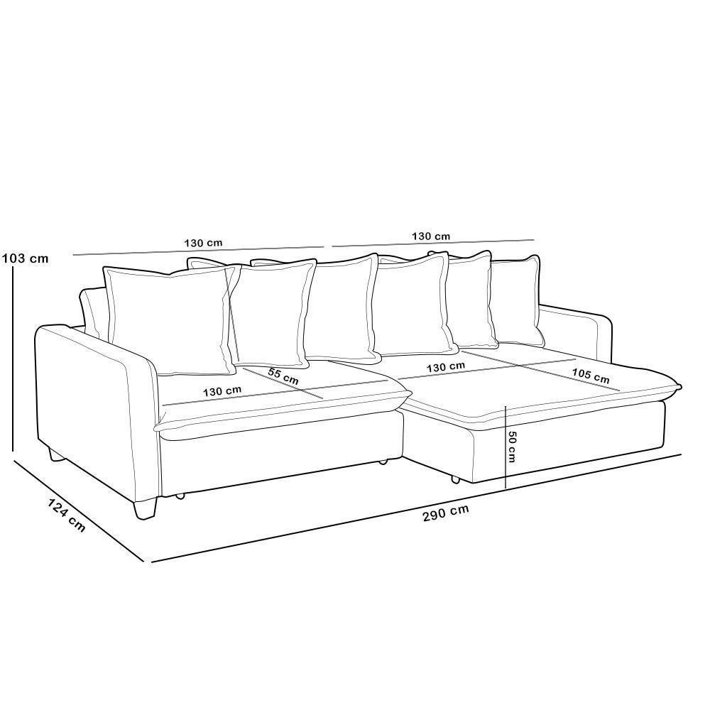 Sofá Retrátil Para Sala Living 4 Lugares 290cm Lake F04 Linho Bege - Lyam Decor - 4