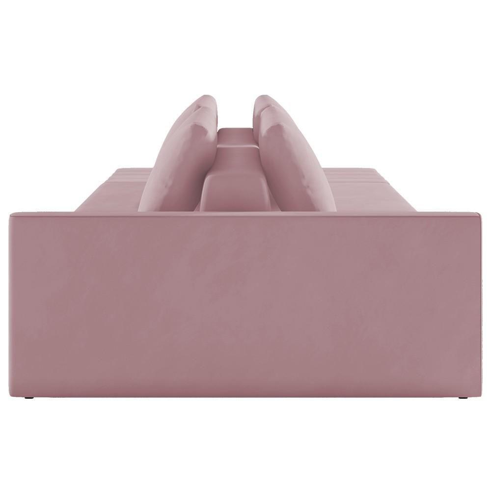Sofá Ilha Modular Com Puff Para Sala Living 312cm Georgia K04 Veludo Rosê - Mpozenato - 4