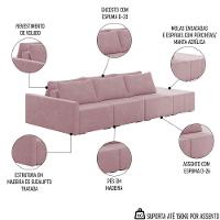 Sofá Ilha Modular Com Puff Para Sala Living 312cm Georgia K04 Veludo Rosê - Mpozenato - 7