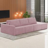 Sofá Ilha Modular Com Puff Para Sala Living 312cm Georgia K04 Veludo Rosê - Mpozenato - 8