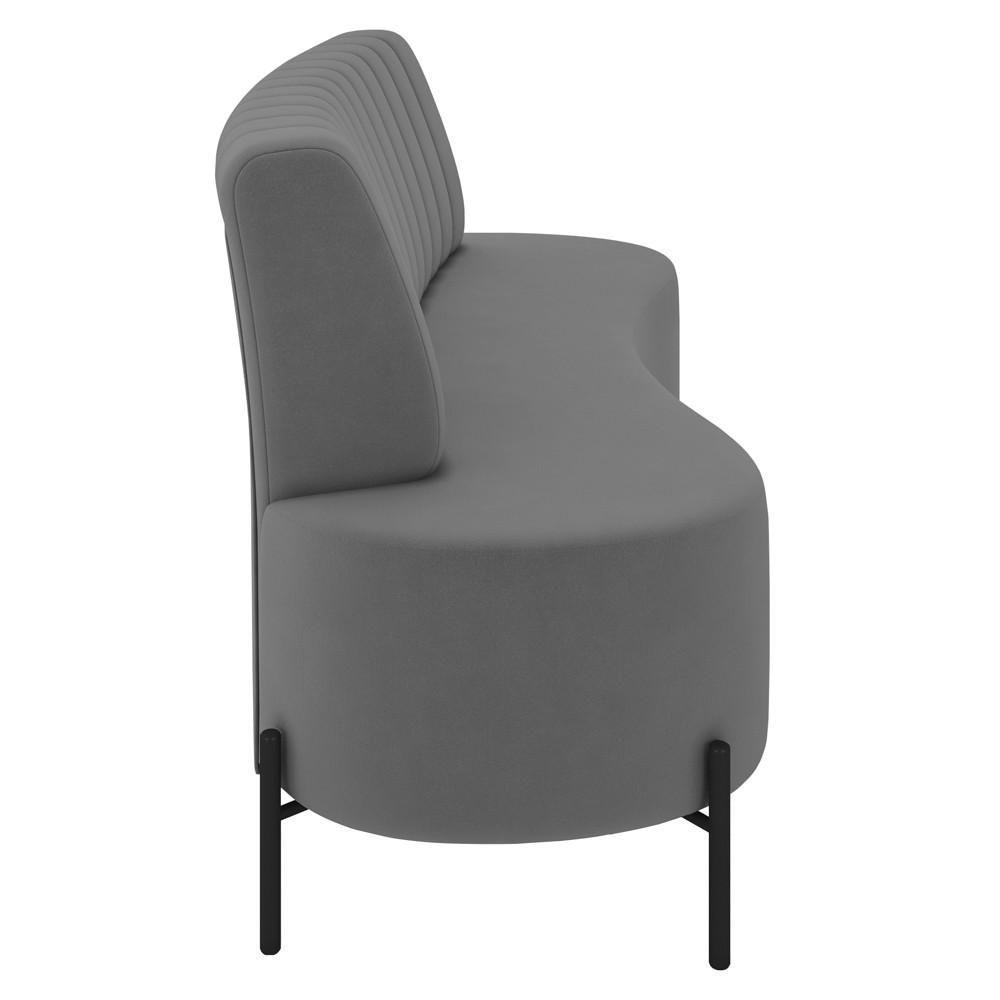 Sofá 2 Lugares 135cm Pés Aço Preto Tamar K04 Veludo Grafite - Mpozenato - 6