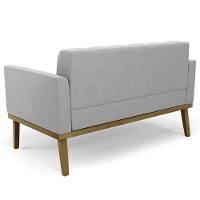 Sofá Namoradeira E 2 Poltronas Base Madeira Castanho Ana Suede Cinza - Ibiza - 9