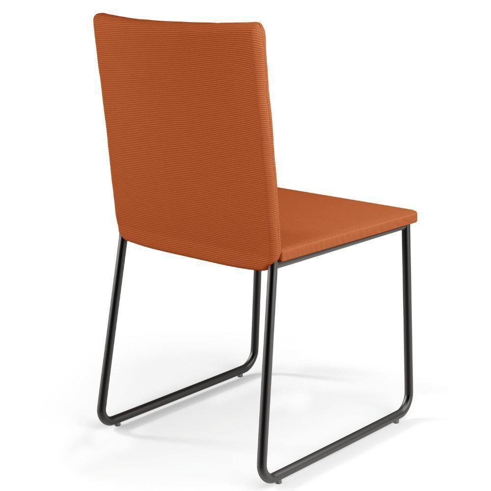 Kit 08 Cadeiras Decorativa Estofada Para Sala De Jantar Preto Maya L02 Tecido Terracota - Lyam Decor - 8