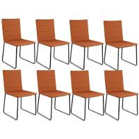 Kit 08 Cadeiras Decorativa Estofada Para Sala De Jantar Preto Maya L02 Tecido Terracota - Lyam Decor - 1