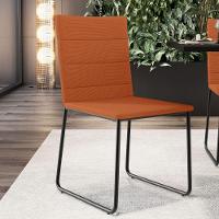 Kit 08 Cadeiras Decorativa Estofada Para Sala De Jantar Preto Maya L02 Tecido Terracota - Lyam Decor - 2