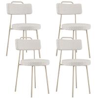 Kit 04 Cadeiras Decorativas Estofada Sala Jantar Barcelona Arena L02 Bouclê Cru - Lyam - 1