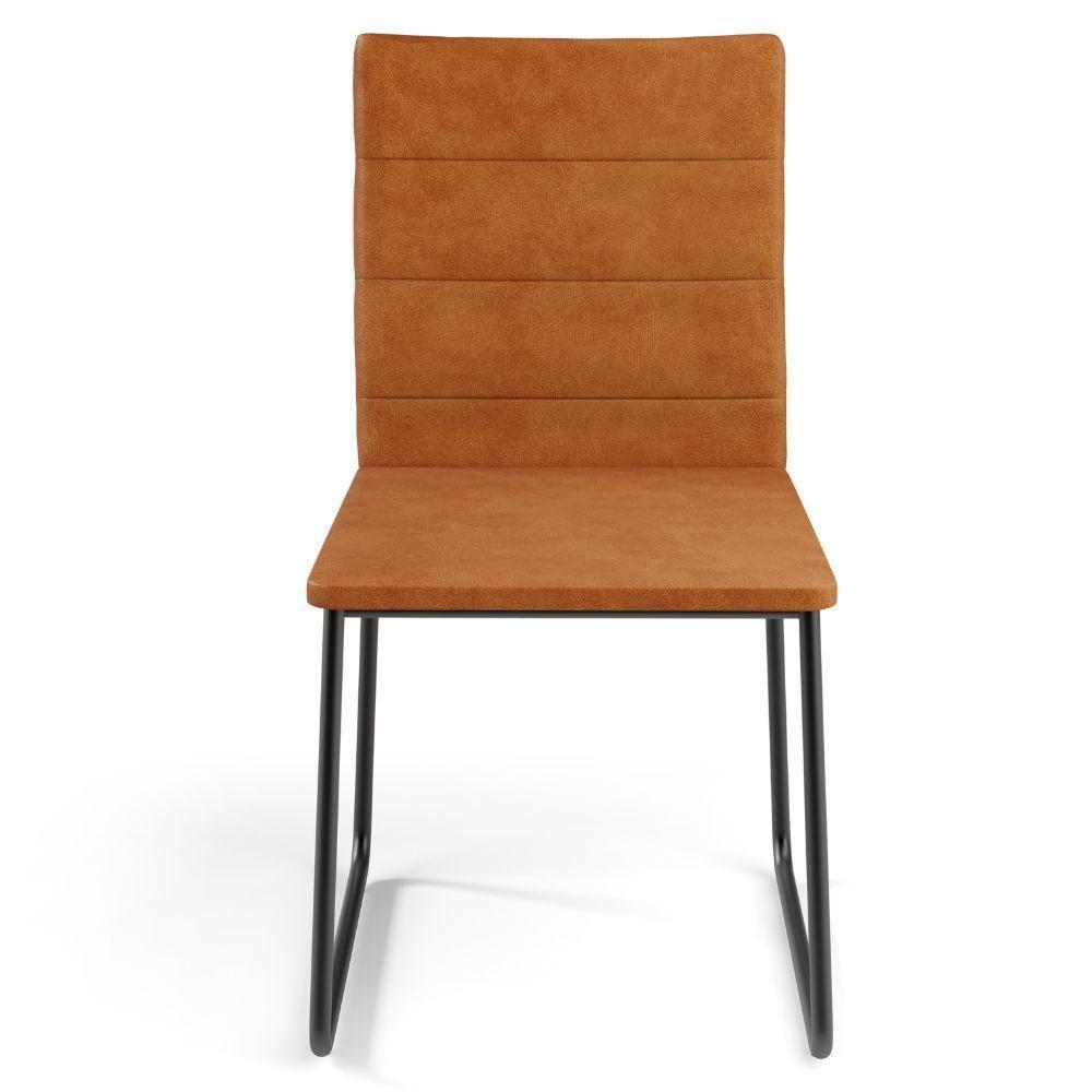 Kit 02 Cadeiras Decorativa Estofada Para Sala De Jantar Preto Maya L02 Couríssimo Canela - Lyam Decor - 4