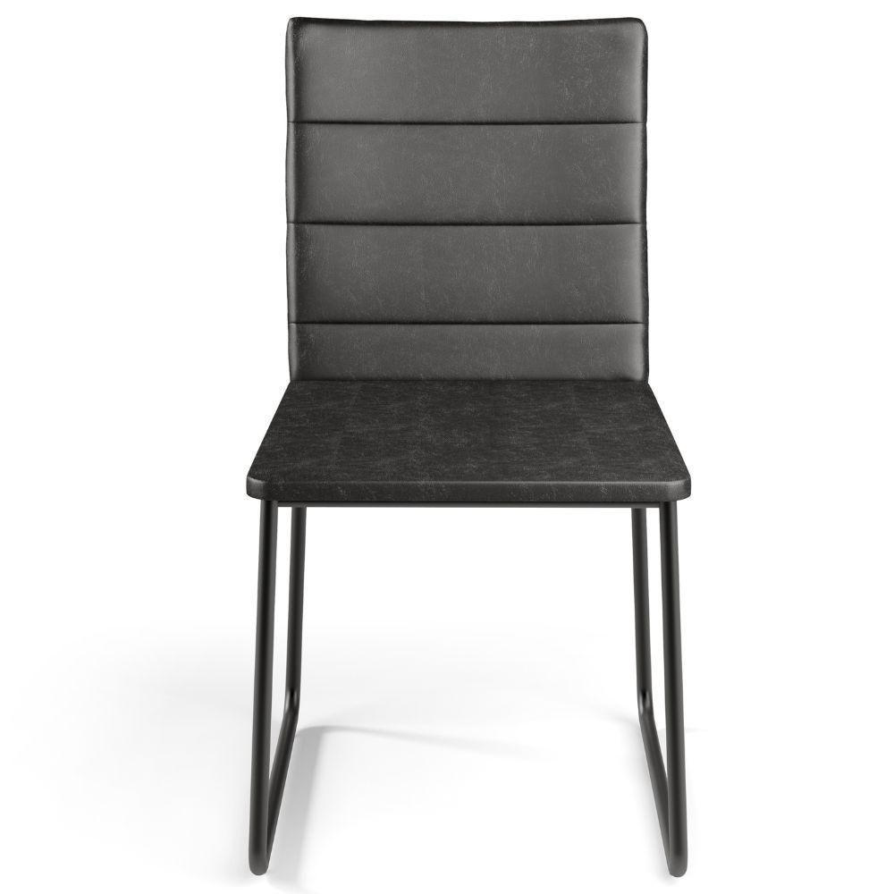 Kit 08 Cadeiras Decorativa Estofada Para Sala De Jantar Preto Maya L02 Couríssimo Preto - Lyam Decor - 6