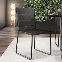 Kit 08 Cadeiras Decorativa Estofada Para Sala De Jantar Preto Maya L02 Couríssimo Preto - Lyam Decor - 2