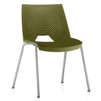 Kit 06 Cadeiras Empilhável Fixa Liked F02 Base Aço Cinza Verde - Lyam Decor - 2