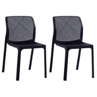 Kit Com 2 Cadeiras Capri Estrutura Em Polipropileno Fratini Preto - 1