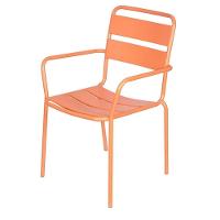 Cadeira Com Braços Empilhável Bora Em Ferro C- Pintura Epóxi Coral C- Proteção Uv E Uva área Externa - 1