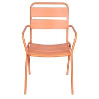 Cadeira Com Braços Empilhável Bora Em Ferro C- Pintura Epóxi Coral C- Proteção Uv E Uva área Externa - 2