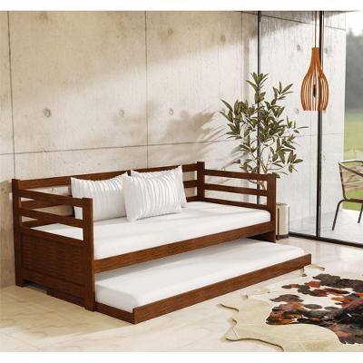 Sofá Cama Em Madeira Solteiro Enjoy Vintage Castanho - Atraente Móveis - Marrom